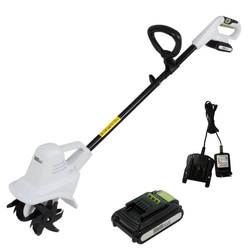 TRUTZHOLM Akku Bodenhacke 20V 2Ah mit Akku und Ladegerät 19 cm Arbeitsbreite 24 Klingen von TRUTZHOLM