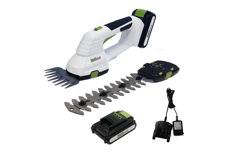 TRUTZHOLM Akku-Gras- und Strauchscherenset 20 V 2-in-1 inkl. 2.0Ah Akku 10 cm Gras- und 20 cm Strauchklinge, bis 10 m Arbeitshöhe, (Komplett-Set, 1 St), 2024 von TRUTZHOLM