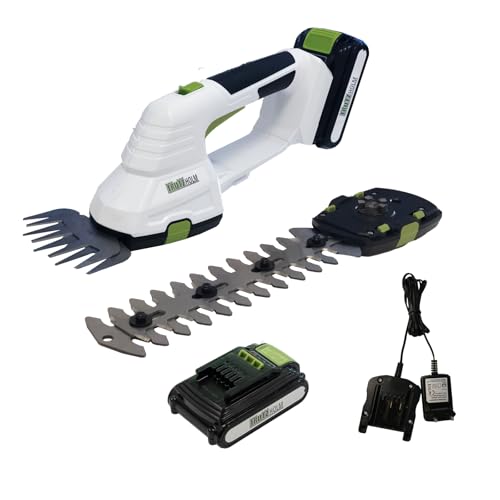 TRUTZHOLM Akku Rasentrimmer 2-in-1 inkl. 20V 2.0Ah Akku L-Ionen 10 cm Gras- und 20 cm Strauchklinge Akku Grasschere Rasenkantentrimmer Rasenschere Strauchschere Heckenschere mit Akku und Ladegerät von TRUTZHOLM