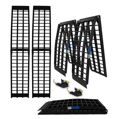 TRUTZHOLM Alu Auffahrrampe 680 kg Traglast, extra breit 44cm, 230 cm Länge Rampe Heavy Duty klappbar Motorradrampe Auffahrschiene Verlade Rampe (2X schwarz) von TRUTZHOLM