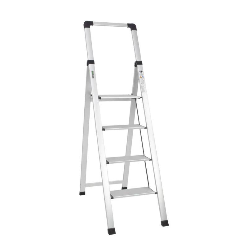 TRUTZHOLM Alu Trittleiter 4 Stufig Klappbar mit Handlauf 150kg Silber TRUTZHOLM Alu Trittleiter 4 Stufig Klappbar mit Handlauf 150kg Silber von TRUTZHOLM