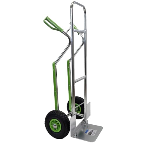 TRUTZHOLM Aluminium Sackkarre mit Treppenrutsche 200 kg Stapelkarre Transportkarre Treppensteiger Alu Klappbare Ladefläche Sicherheitsgriffe (200kg | Lufträder) von TRUTZHOLM
