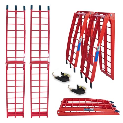 TRUTZHOLM Auffahrrampe Verladerampe Verladeschiene Rampe 2er Set Alu 680 kg klappbar in rot von TRUTZHOLM