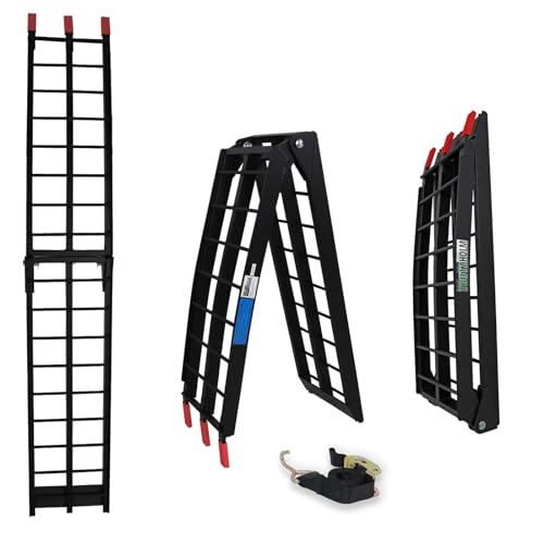 TRUTZHOLM 1 x Auffahrrampe klappbar 180 cm Länge 340 kg Traglast Alu geriffelte Einzelstäbe Verladerampe, Farbe nach Auswahl (Schwarz) von TRUTZHOLM