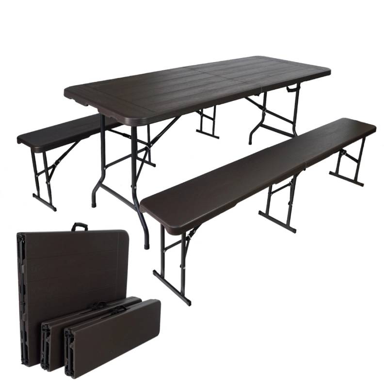TRUTZHOLM Bierzeltgarnitur 180x75cm Klappbar Gartenmöbelset 2 Bierbänke 1 Tisch von TRUTZHOLM
