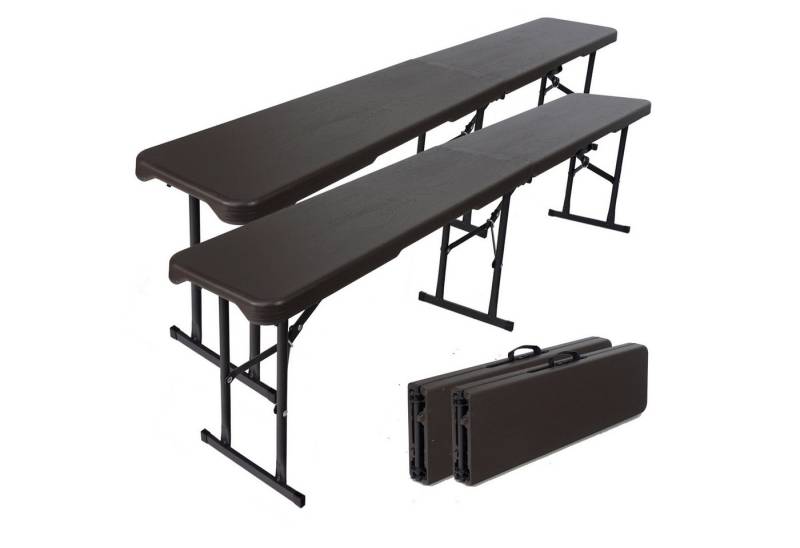 TRUTZHOLM Bierzeltgarnitur 2x Bierbank Klappbank aus Kunstoff Grau Holzoptik 180cm klappbar, (2er-, 2-tlg), pflegeleicht, stabil, einfach zu transportieren von TRUTZHOLM