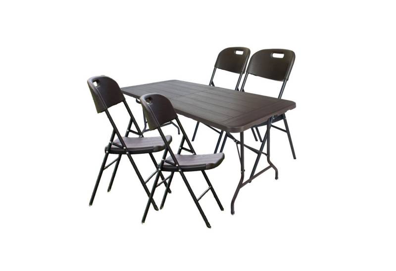 TRUTZHOLM Bierzeltgarnitur Gartenset ein Tisch mit vier Stühlen in grauer Holzoptik Gartenmöbel, (5er, 5-tlg), stabil, pflegeleicht, transportabel von TRUTZHOLM