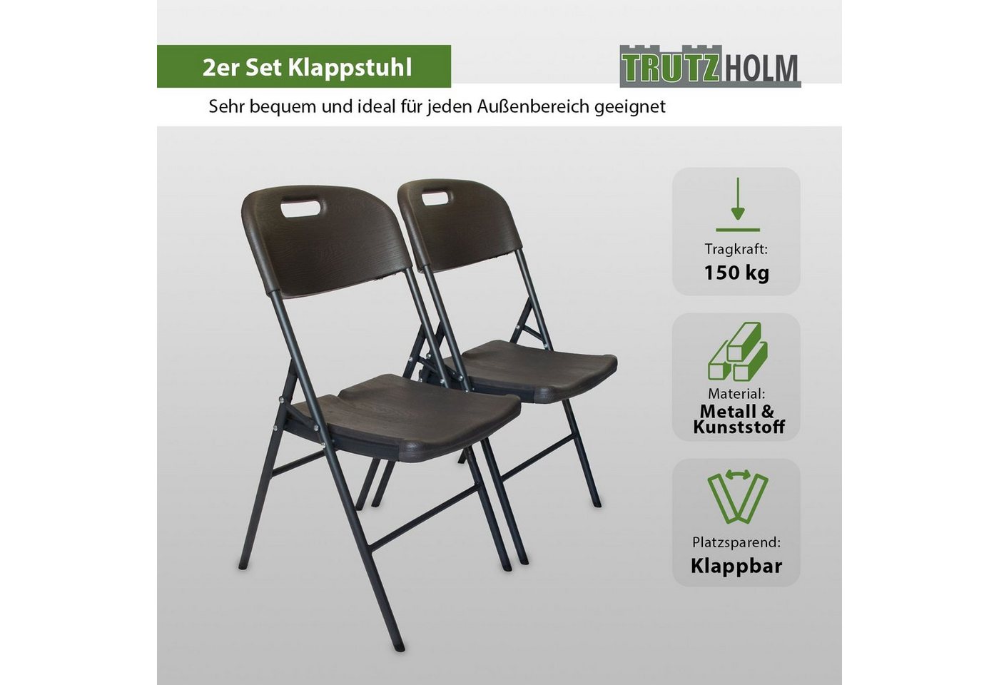 TRUTZHOLM Bierzeltgarnitur Klappstühle Gartenstuhl Campingstuhl 2er Set Balkonstuhl Optik nach, (2x Produkt, 2-tlg) von TRUTZHOLM