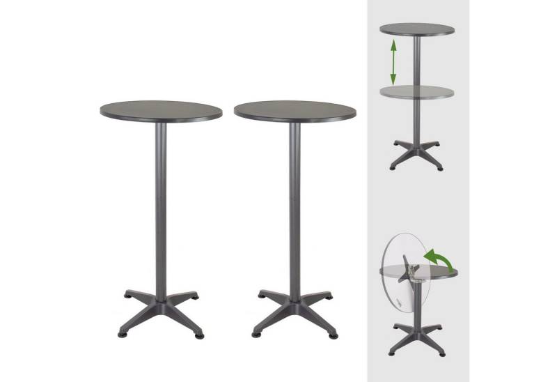 TRUTZHOLM Bistrotisch Stehtisch 2in1 Bistrotisch klappbar höhenverstellbar 70/115cm Ø 60cm (2in1 Tisch, 2er Set), Alu von TRUTZHOLM