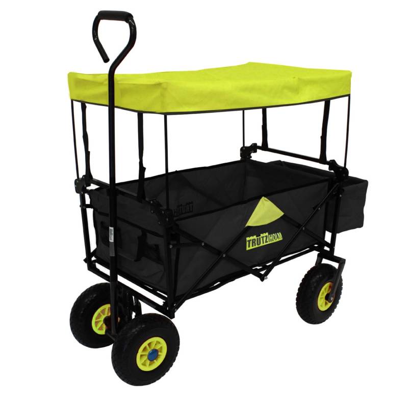 TRUTZHOLM Bollerwagen Faltbar mit Vollgummi Rädern Hecktasche und Teleskopgriff Schwarz von TRUTZHOLM