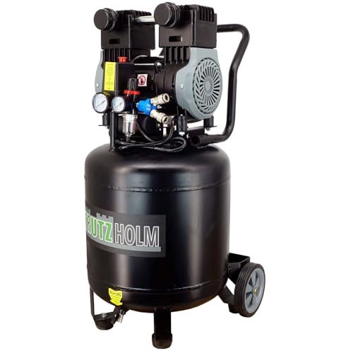 TRUTZHOLM Brushless Silent Flüsterkompressor stehend innenbeschichtet 1500W / 50 Liter silent leise 62dB Druckluft, Kompressor, ölfrei, 8 bar, Ansaugleistung 256 L/Min von TRUTZHOLM