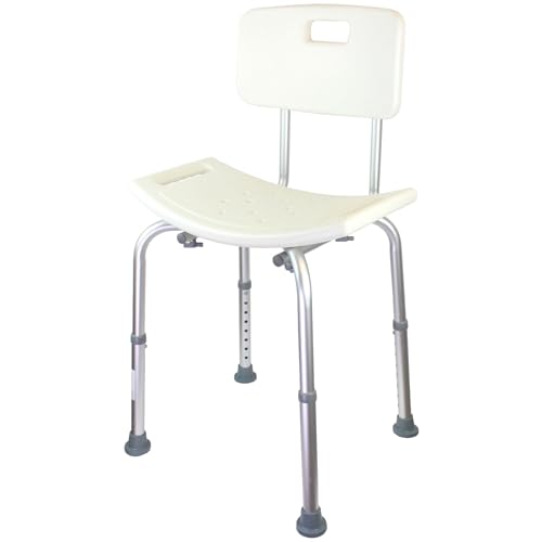 TRUTZHOLM Duschstuhl mit Rückenlehne Höhenverstellbar 39-53cm aus Alu Anti Rutsch Sitzfläche von TRUTZHOLM