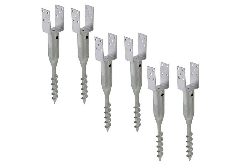 TRUTZHOLM Einschraub-Bodenhülse 6x U-Profil 9x9cm 68,5 cm Länge feuerverzinkt für Vierkanthölzer 90 mm, für Abmessungen Spitze bis Boden der Lasche (HxBxT): ca. 55x7x7cm - Abmessungen Lasche (LxBxH): ca. 7x9x13,5cm, zum Eindrehen, (Produkt, 1-St), 10mm von TRUTZHOLM