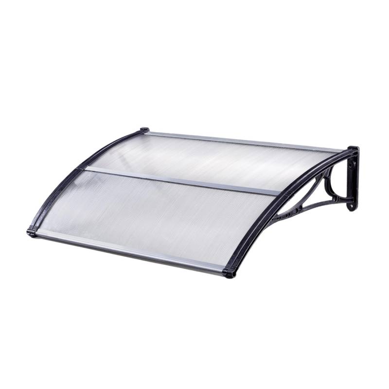 TRUTZHOLM Haustürvordach 75 x 120 cm Hohlkammerplatte Aluabschlussleiste Schwarz von TRUTZHOLM