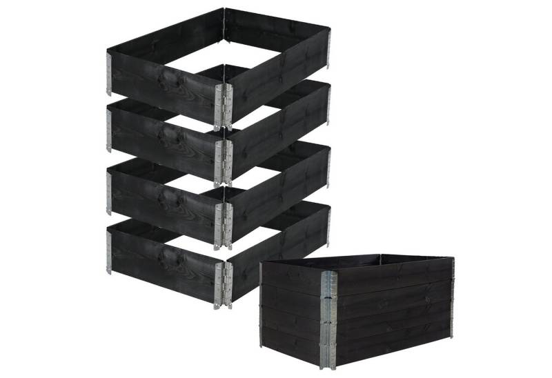 TRUTZHOLM Hochbeet 4er Set Palettenrahmen Pflanzbeet 120x80x80cm Holz schwarz (4er Set Palettenrahmen), stapelbar, feuerverzinkt von TRUTZHOLM