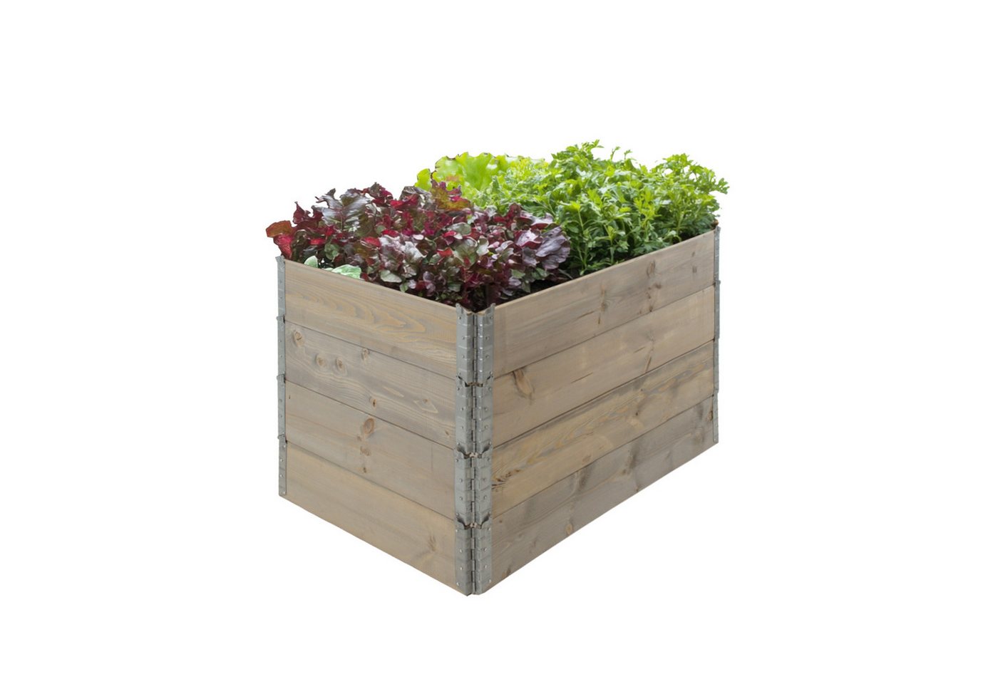 TRUTZHOLM Hochbeet Hochbeet aus Holz 120x80x80 cm Palettenrahmen 4-teilig stapelbar (Komplett-Set), Stecksystem aus 4 einzelnen Palettenrahmen von TRUTZHOLM