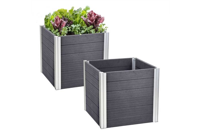 TRUTZHOLM Hochbeet Pflanzkübel 57x 57x 56,5 cm 135 Liter Holzoptik robust grau von TRUTZHOLM