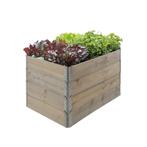 TRUTZHOLM Hochbeet aus Holz 120x80x80 cm Palettenrahmen 4-teilig stapelbar steckbar faltbar Pflanzbeet Beeteinfassung Holzrahmen Aufsatzrahmen für Europalette Garten Balkon Terrasse in grau von TRUTZHOLM