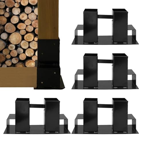 TRUTZHOLM Holzstapelhilfe Halterung 34 x 10 cm lackierter Stahl schwarz Holzstapelhalter Brennholz Kaminholzregal (42030901) von TRUTZHOLM