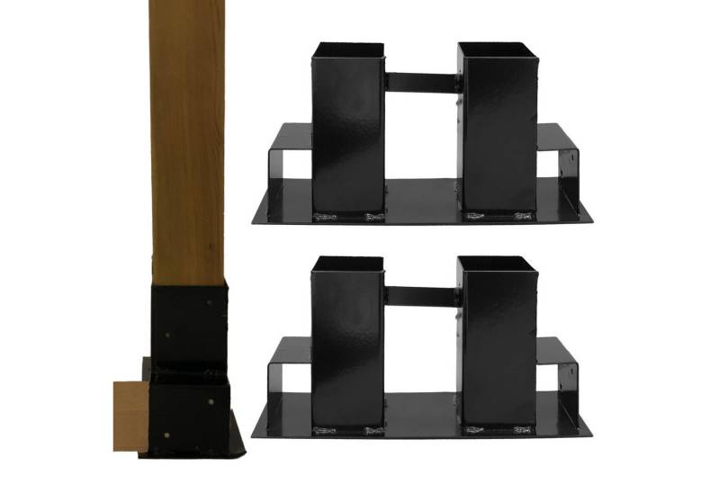 TRUTZHOLM Kaminholzregal Holzstapelhilfe 2er Set Halterung 34 x 10 cm lackierter Stahl schwarz, BxTxH:10x34x15 cm, (2er Set, 2-St), Geeignet für Kanthölzer 70x70 mm (senkrecht) und 40x60 mm (waagerecht) von TRUTZHOLM