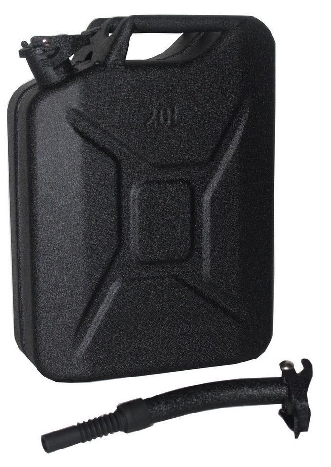 TRUTZHOLM Kanister Metall Hammerschlag schwarz 20L inkl. Ausgießer+Halter Benzin Diesel von TRUTZHOLM