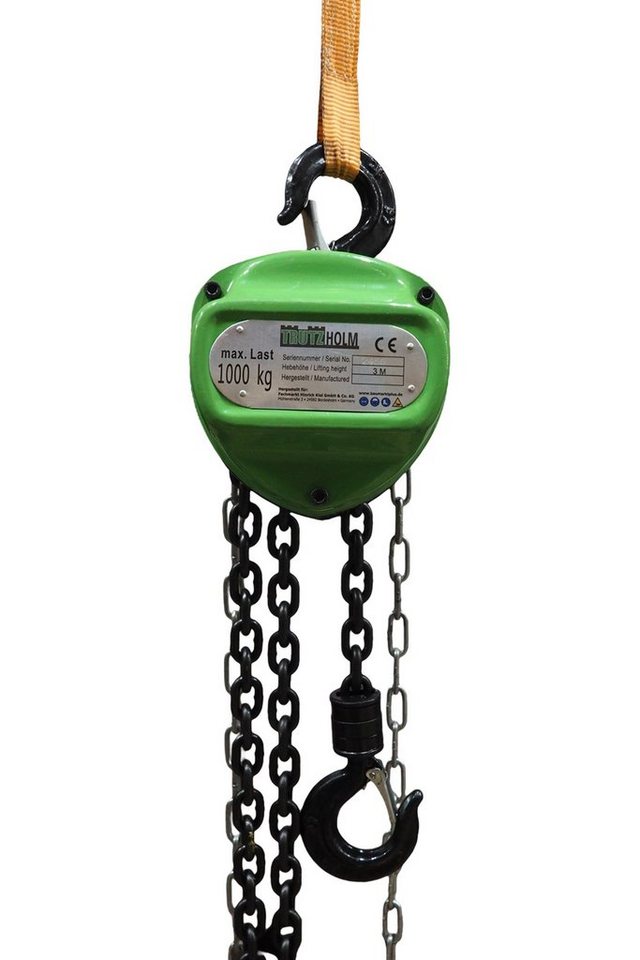 TRUTZHOLM Kettenzug triangel 1t Tragkraft - 3m Hubhöhe - Doppelbremse Flaschenzug Hebezug, (Produkt, 1 St), Blockiersystem von TRUTZHOLM