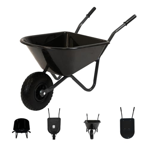 TRUTZHOLM Kinderschubkarre Uni 40 kg Traglast 3,6 kg Stahl Kunststoff Vollgummirad Schiebkarre Garten (Uni | schwarz) von TRUTZHOLM
