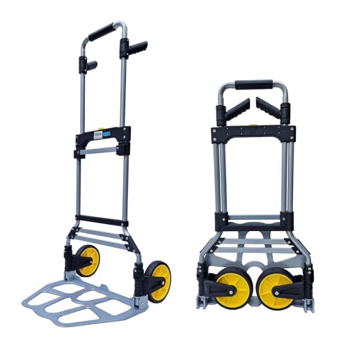 TRUTZHOLM Klappkarre XL Sackkarre klappbar mit langem Teleskopgriff 115 cm und großer Alu Ladefläche Tragkraft 150 kg inkl. Expanderseil Transportkarre Sackkarre klappbar Schwerlast-Sackkarre von TRUTZHOLM