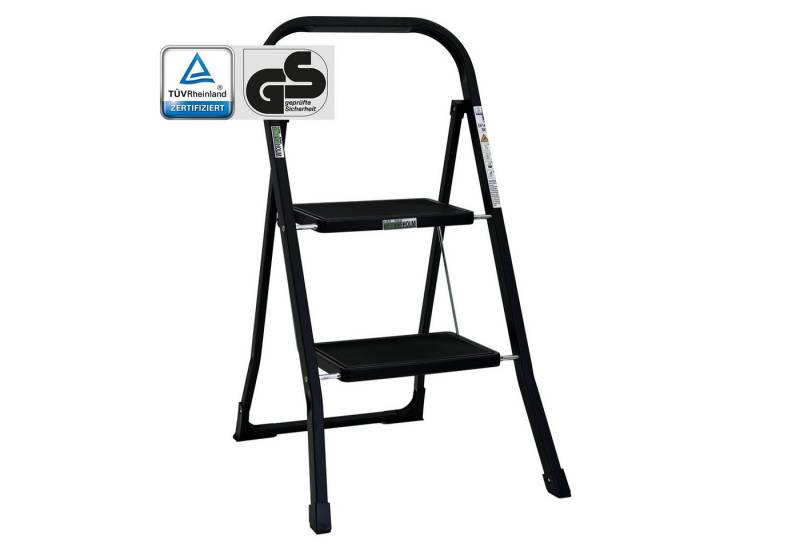 TRUTZHOLM Klapptritt Trittleiter 2 Stufen klappbar TÜV/GS 150 kg Anti-Rutsch Haushaltsleite von TRUTZHOLM