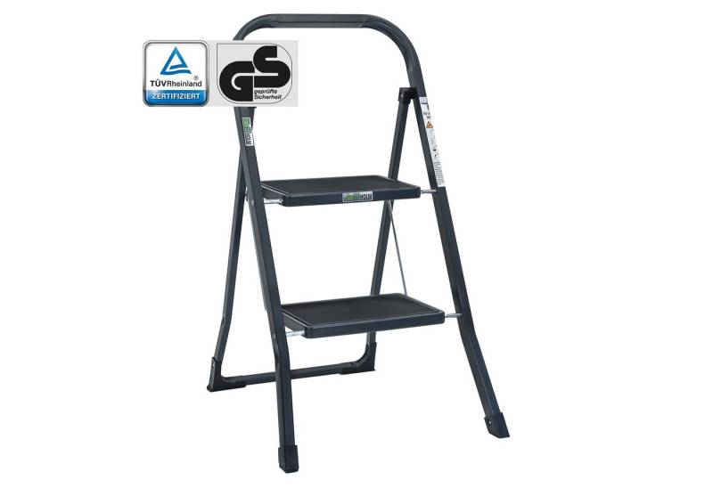 TRUTZHOLM Klapptritt Trittleiter 2-stufig klappbar TÜV/GS 150 kg Anti-Rutsch Trittflächen von TRUTZHOLM