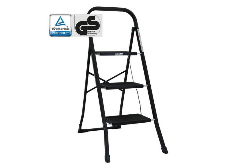 TRUTZHOLM Klapptritt Trittleiter 3-stufig klappbar TÜV/GS 150 kg Anti-Rutsch Trittflächen von TRUTZHOLM