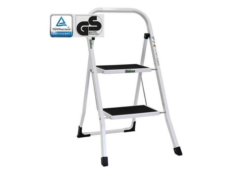 TRUTZHOLM Klapptritt Trittleiter 2-stufig klappbar TÜV/GS 150 kg Anti-Rutsch Trittflächen von TRUTZHOLM