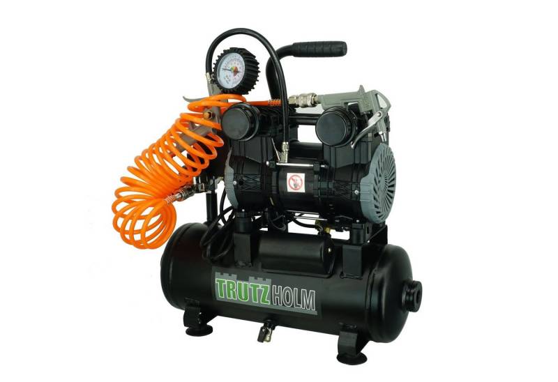 TRUTZHOLM Kompressor Silent Flüsterkompressor tragbar 9L Kompressor leise, ölfrei, 750W, max. 8 bar, 9 l, Komplett-Set, 1-tlg. von TRUTZHOLM