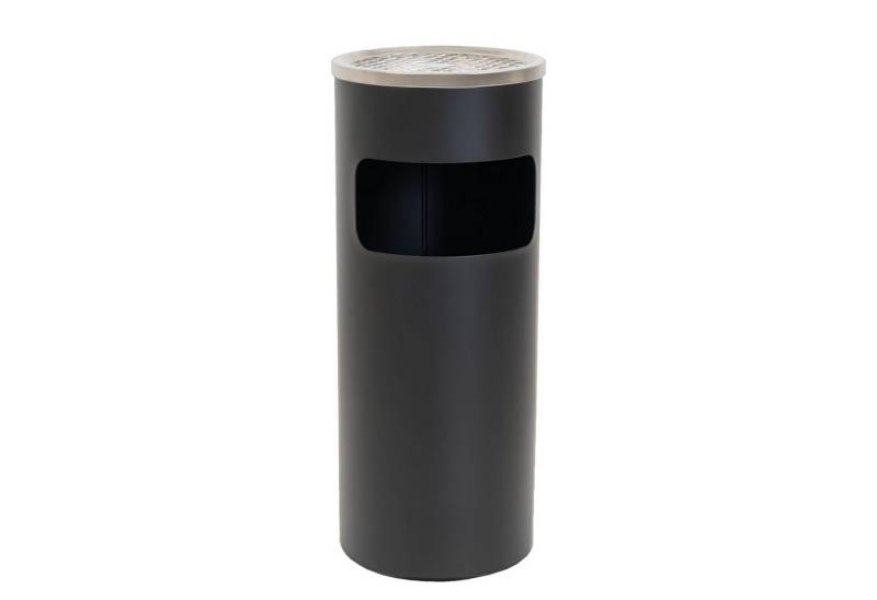 TRUTZHOLM Mülleimer mit Aschenbecher 30L Schwarz Metall pulverbeschichtet Abfalleimer 2in1 von TRUTZHOLM