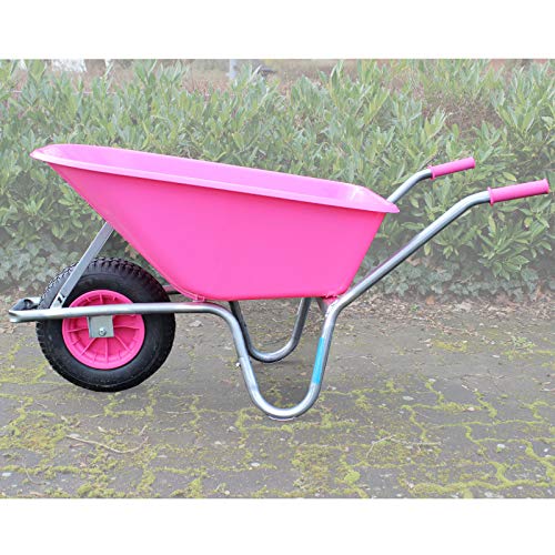 TRUTZHOLM Pinke Schubkarre 100 Liter | 250 kg mit Kunststoffmulde | rostfrei | verstärkt | stabil von TRUTZHOLM
