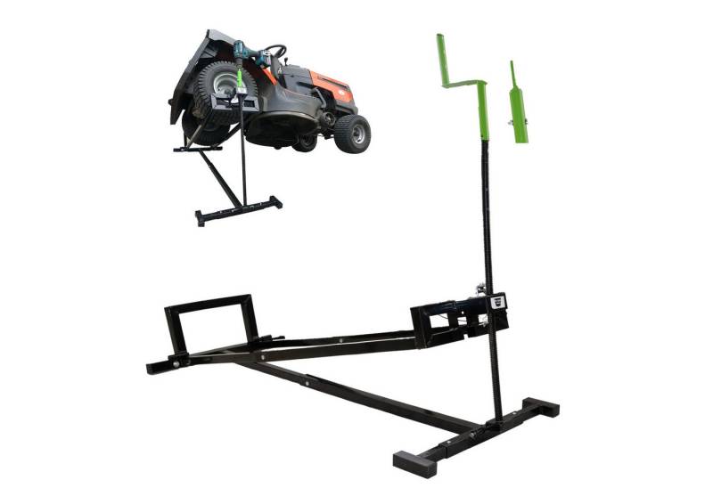 TRUTZHOLM Rasentraktor Rasentraktorheber 115 x 50 cm 400 kg Handkurbel + Adapter 24mm, Set, stufenlos verstellbar,Stahl,Schwarz von TRUTZHOLM