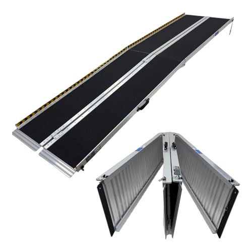 TRUTZHOLM Rollstuhlrampe 2-Fach klappbar 305 cm Traglast 272 kg Ladehöhe 61cm Alu grau schwarz beschichtet Auffahrrampe von TRUTZHOLM