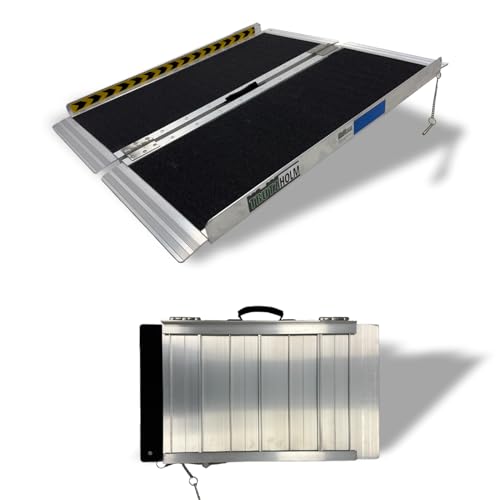 TRUTZHOLM Rollstuhlrampe klappbar 61 cm Traglast 272 kg Alu grau schwarz Antirutschbeschichtet Auffahrrampe von TRUTZHOLM