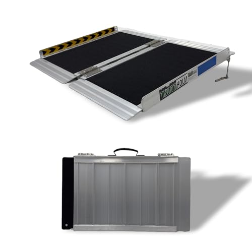 TRUTZHOLM Rollstuhlrampe klappbar 91 cm Traglast 272 kg Alu grau schwarz Antirutsch beschichtet Auffahrrampe von TRUTZHOLM