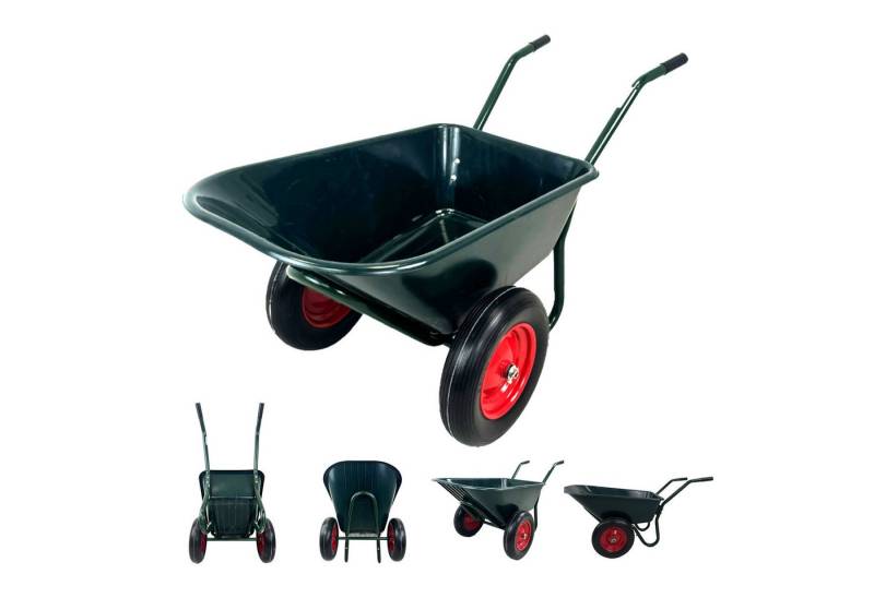 TRUTZHOLM Schubkarre 2-Rad 100L 160kg Tragkraft Kunststoffwanne PU Vollgummirad Stahlfelge, Stabil,Rostfrei,Schlagfest von TRUTZHOLM
