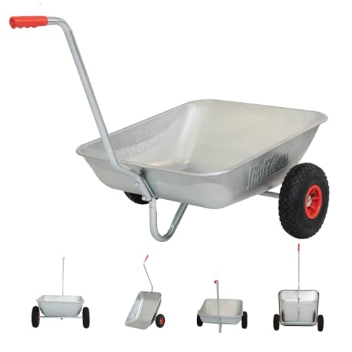 TRUTZHOLM Schubkarre Einhandkarre Friedhofskarre Pflanzkarre Gartenkarre Handwagen Traglast 100 kg Volumen 75 L mit Luft- oder Vollgummireifen (Luftreifen) von TRUTZHOLM