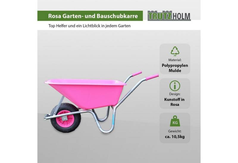 TRUTZHOLM Schubkarre TRUTZHOLM Schubkarre ROSA/PINK PP100 l Tragkraft 250 kg, (Einzeln, 1-tlg), auffälliger Look von TRUTZHOLM