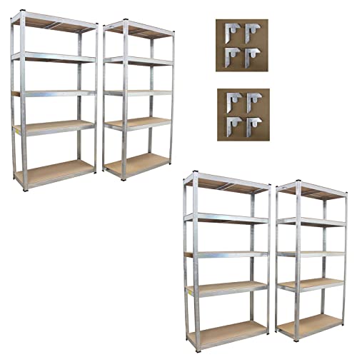 TRUTZHOLM Schwerlastregal 180x90x40 cm, 4er Set, jeweils bis 875 kg belastbar, 5 verstellbare Böden, verzinktes Stahlgestell von TRUTZHOLM