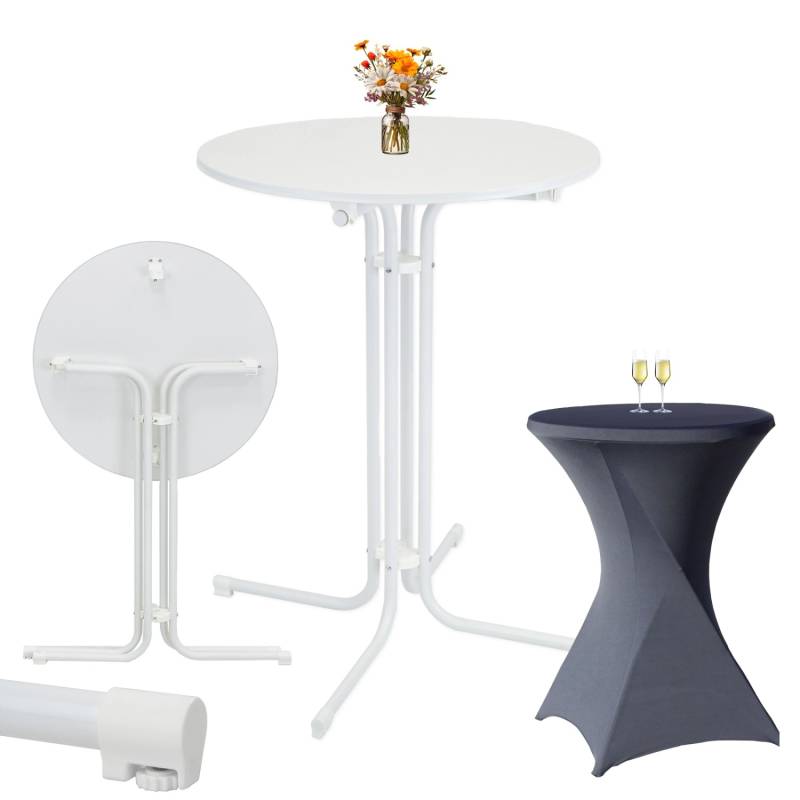 TRUTZHOLM Set Stehtisch Klappbar Durchmesser 80 cm in Weiß & Husse Anthrazit Bügelfrei TRUTZHOLM Set Stehtisch Klappbar Durchmesser 80 cm in Weiß & Husse Anthrazit Bügelfrei von TRUTZHOLM