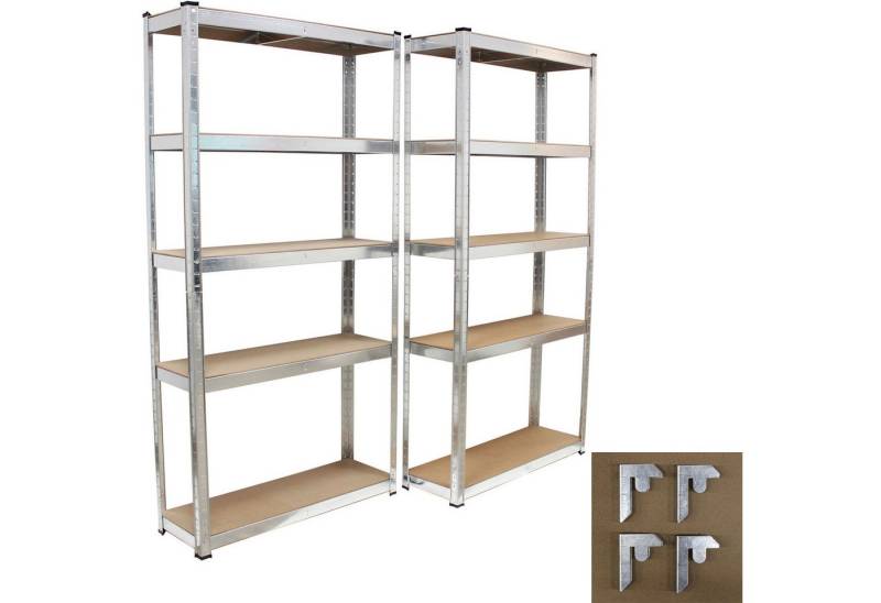 TRUTZHOLM Steckregal 180x90x30 cm 2er Set Schwerlastregal 875kg Lagerregal Kellerregal, Kombi-Set 2-tlg., Mittelsteg von TRUTZHOLM