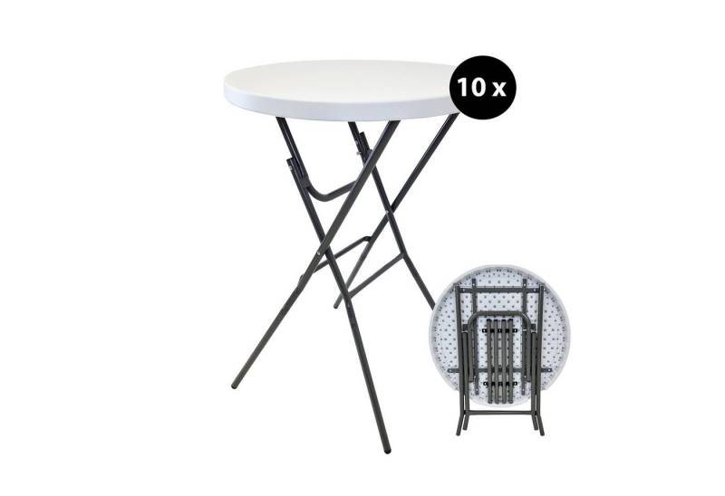 TRUTZHOLM Stehtisch 10x klappbar Ø 80 cm Tischplatte Höhe 110 cm Bistrotisch in Weiß, Stand von TRUTZHOLM