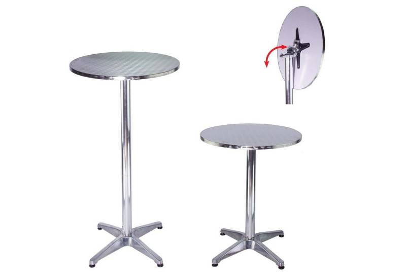 TRUTZHOLM Stehtisch 2in1 Alu höhenverstellbar 70/115cm Ø60cm Bistrotisch Bartisch (2er Set), verstellbare Höhe, hochwertiges Aluminium, klappbare Tischplatte von TRUTZHOLM