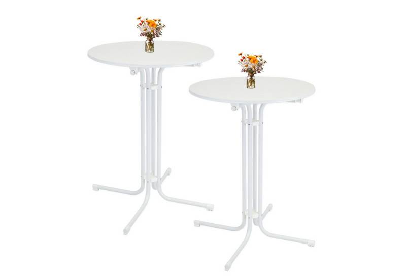 TRUTZHOLM Stehtisch 2x Stehtisch weiß klappbar Ø 80 cm Höhe 110 cm Stahl Gastrotisch Party (2er) von TRUTZHOLM