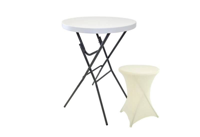 TRUTZHOLM Stehtisch Bistrotisch mit Husse Partytisch klappbar Ø 80 cm Höhe 110 cm, Tisch klappbar und pflegeleicht, Husse bügelfrei und 40° waschbar von TRUTZHOLM