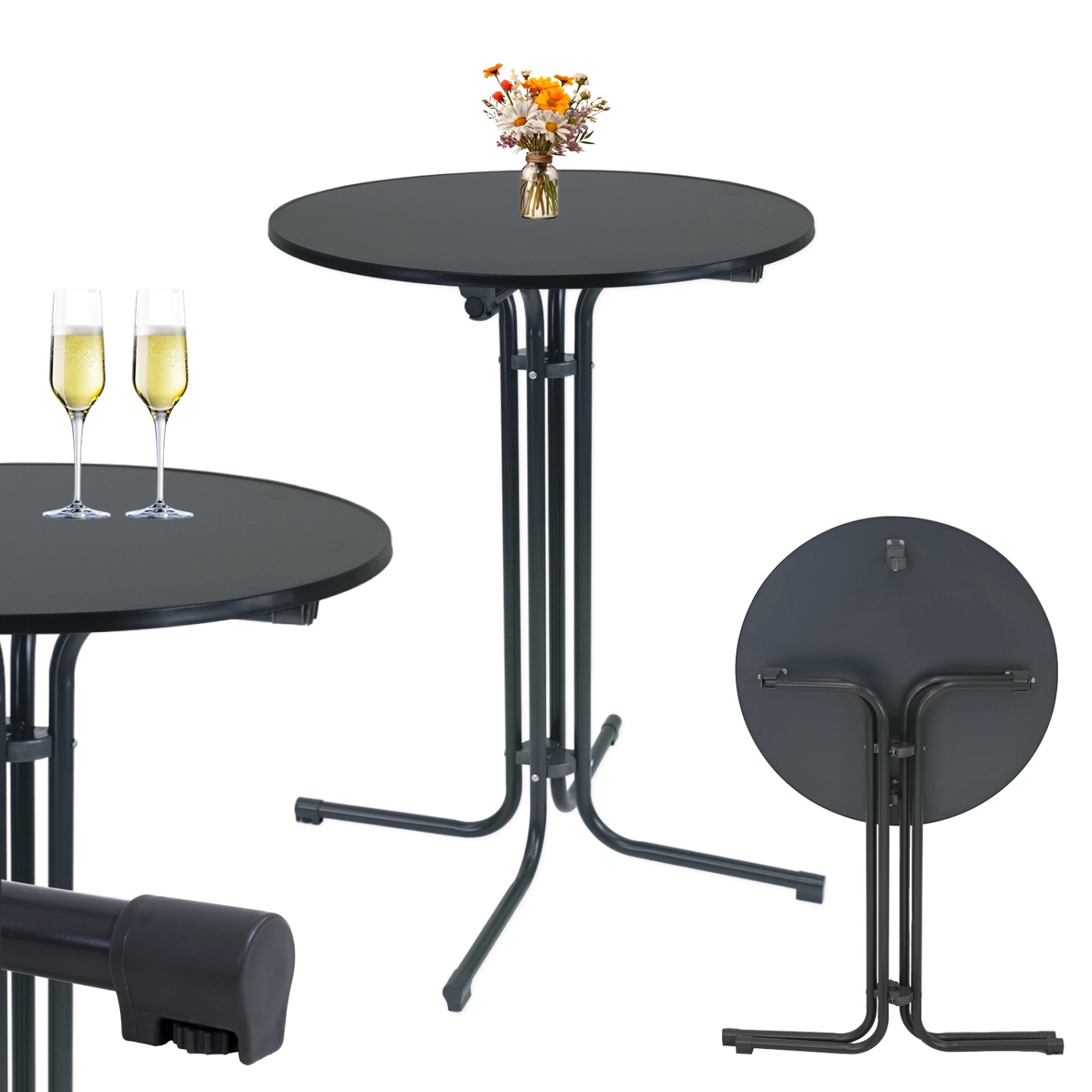 TRUTZHOLM Stehtisch Klappbar Durchmesser 80 cm Höhe 110 cm Stahl Anthrazit TRUTZHOLM Stehtisch Klappbar Durchmesser 80 cm Höhe 110 cm Stahl Anthrazit von TRUTZHOLM